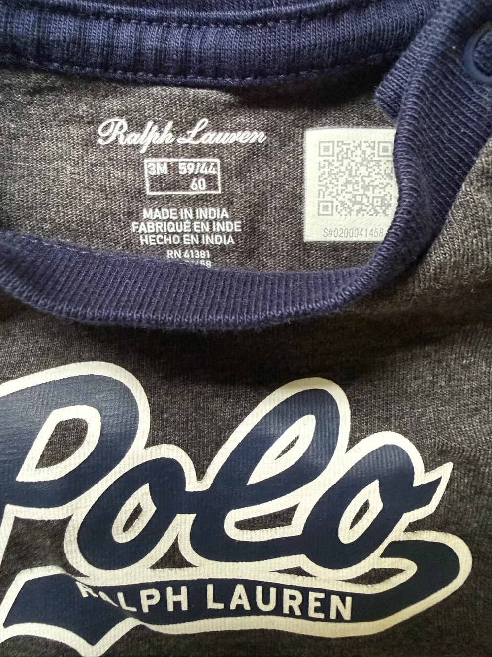 Ralph Lauren Polo Long-Sleeve Raglan Top - Navy & Charcoal 3m